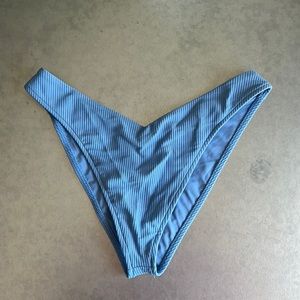 Frankie’s Bikini Ribbed Blue High Waisted V Cut Bikini Bottom
